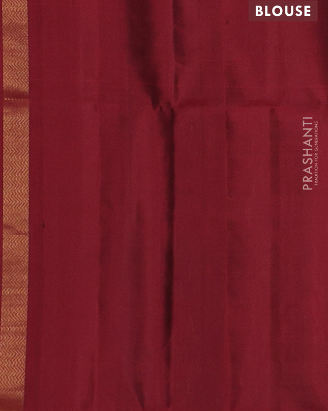 Pure soft silk saree mehendi green and maroon with allover brocade weaves and zari woven border