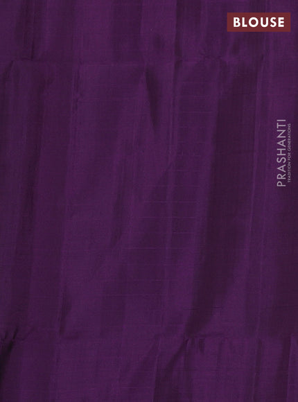 Pure soft silk saree green and purple with allover zari checks & buttas and zari woven butta border
