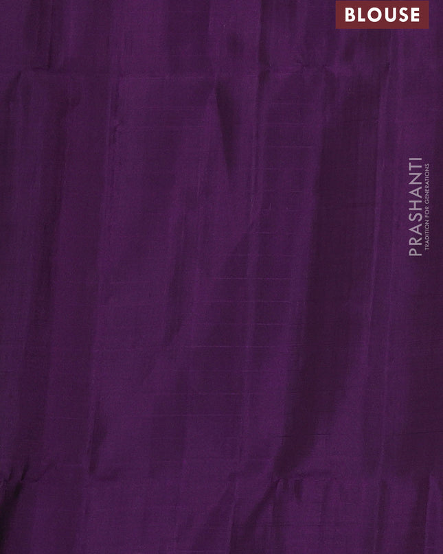 Pure soft silk saree green and purple with allover zari checks & buttas and zari woven butta border