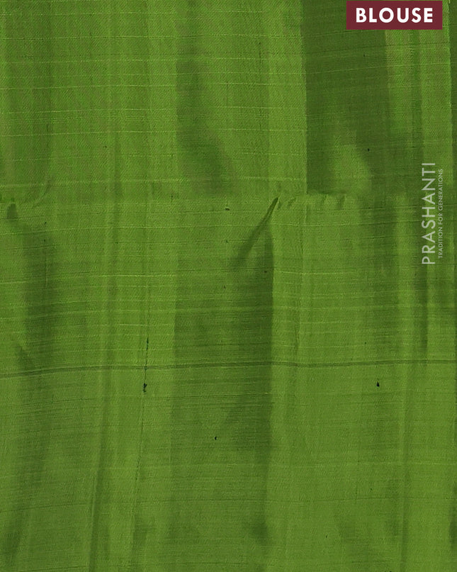 Pure soft silk saree purple and light green with allover zari checks & buttas and zari woven butta border