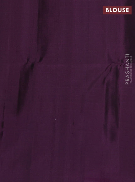 Pure soft silk saree green and deep wine with allover zari checks & buttas and zari woven butta border