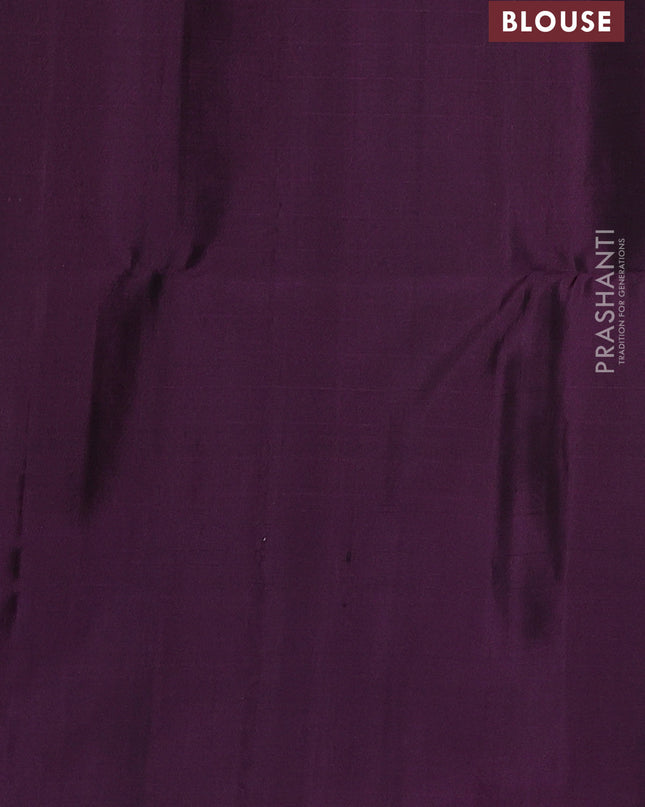 Pure soft silk saree green and deep wine with allover zari checks & buttas and zari woven butta border