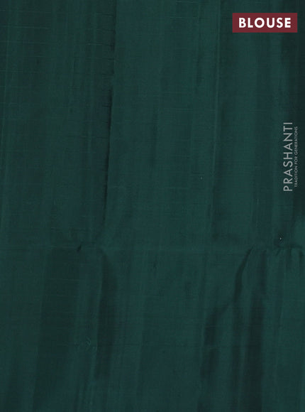 Pure soft silk saree blue and green with allover zari checks & buttas and zari woven butta border