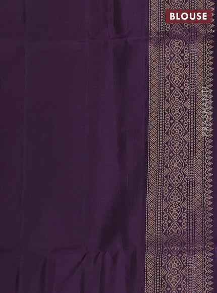 Pure soft silk saree rosy brown and jamun shade with allover zari weaves and zari woven border