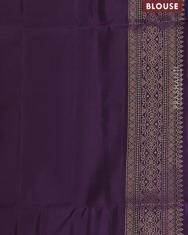 Pure soft silk saree rosy brown and jamun shade with allover zari weaves and zari woven border