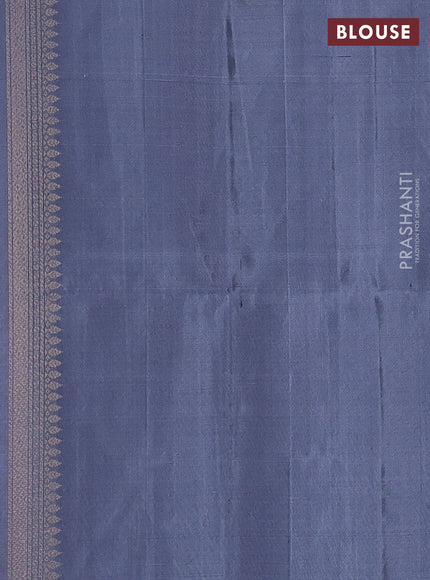 Pure soft silk saree violet and grey with allover zari weaves and zari woven border