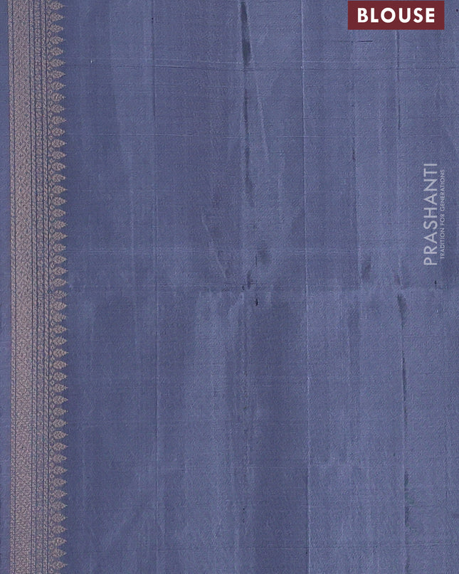 Pure soft silk saree violet and grey with allover zari weaves and zari woven border