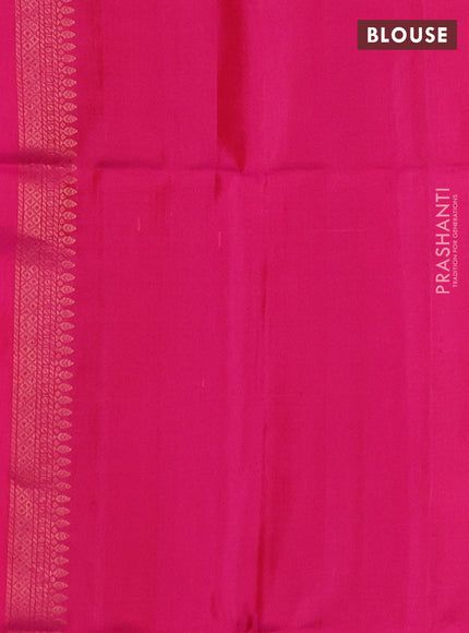 Pure soft silk saree orange and pink with allover zari weaves and zari woven border