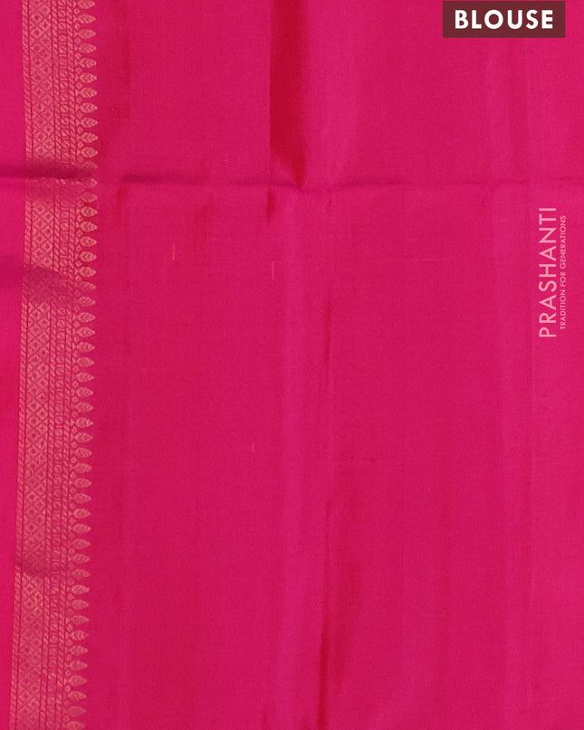 Pure soft silk saree orange and pink with allover zari weaves and zari woven border
