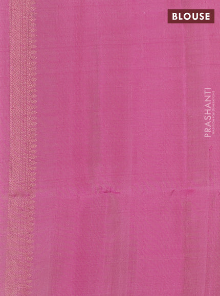 Pure soft silk saree beige and pink shade with allover zari weaves and zari woven border