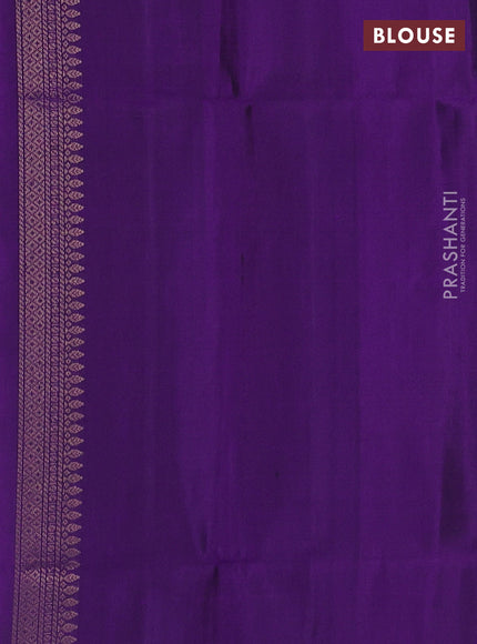 Pure soft silk saree green and violet with allover zari weaves and zari woven border