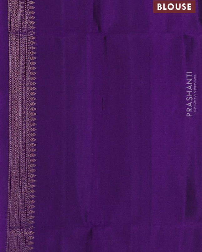 Pure soft silk saree green and violet with allover zari weaves and zari woven border