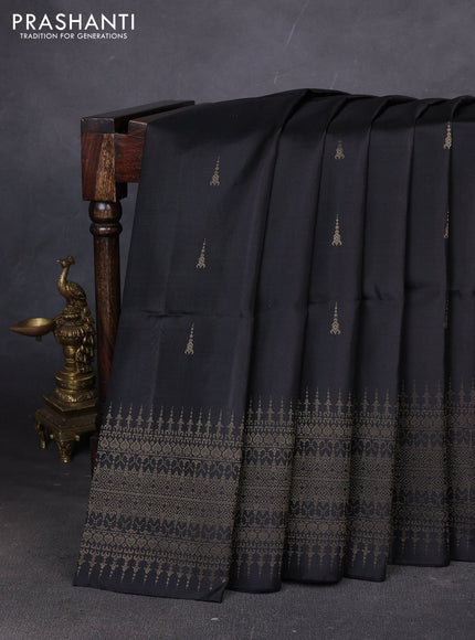 Pure soft silk saree black with zari woven buttas and zari woven border