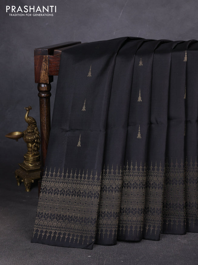 Pure soft silk saree black with zari woven buttas and zari woven border