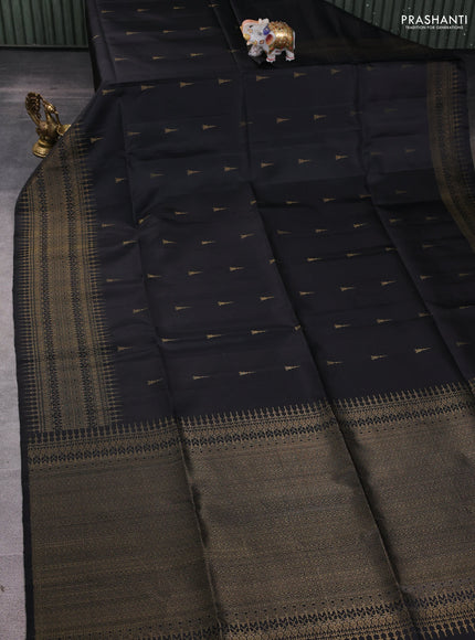 Pure soft silk saree black with zari woven buttas and zari woven border