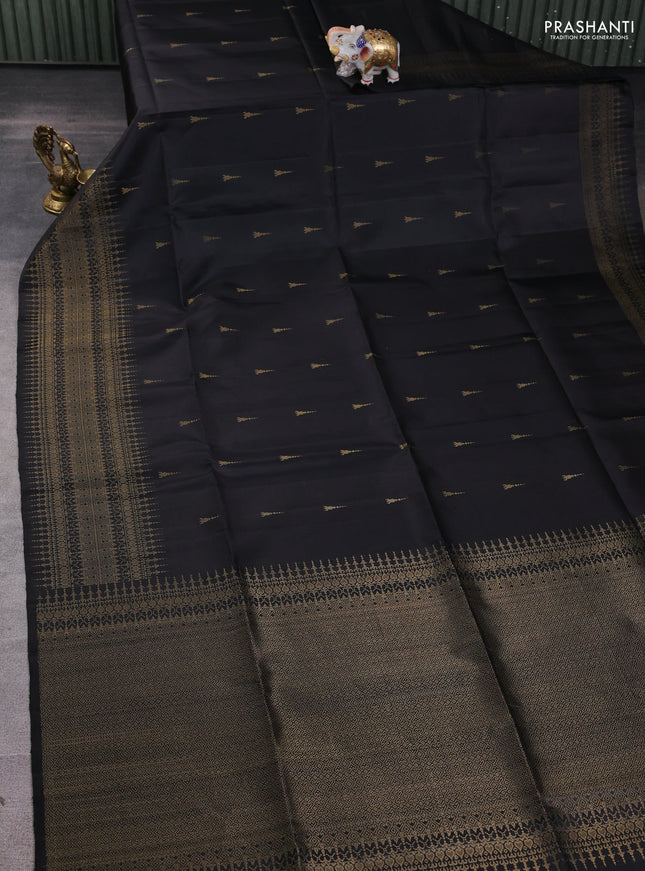 Pure soft silk saree black with zari woven buttas and zari woven border