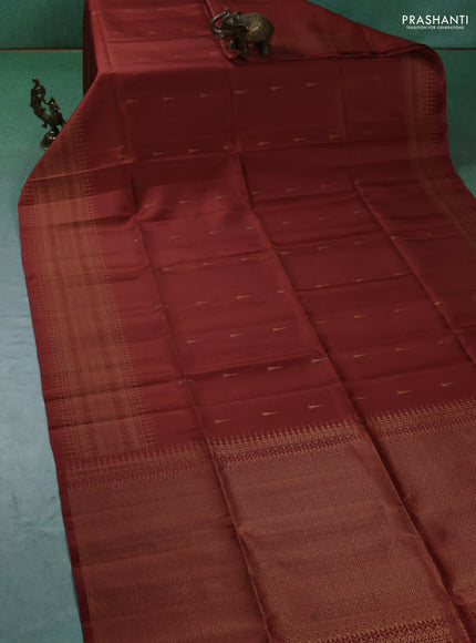 Pure soft silk saree rustic orange with zari woven buttas and zari woven border