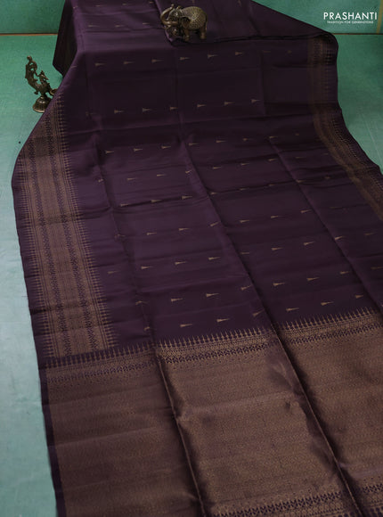 Pure soft silk saree deep jamun with zari woven buttas and zari woven border