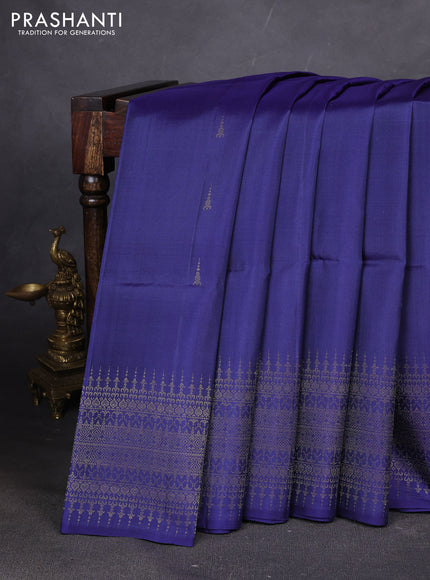 Pure soft silk saree blue with zari woven buttas and zari woven border