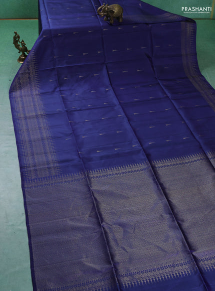 Pure soft silk saree blue with zari woven buttas and zari woven border