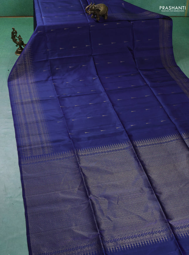 Pure soft silk saree blue with zari woven buttas and zari woven border