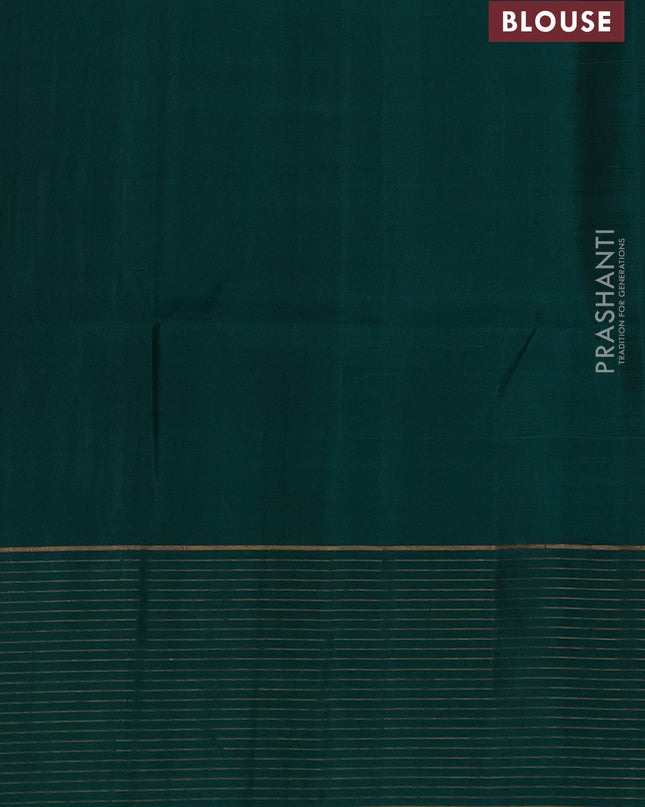 Pure soft silk saree grey and teal green with zari woven buttas and zari woven checked border