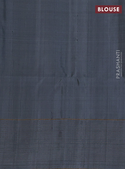 Pure soft silk saree violet and grey with zari woven buttas and zari woven checked border