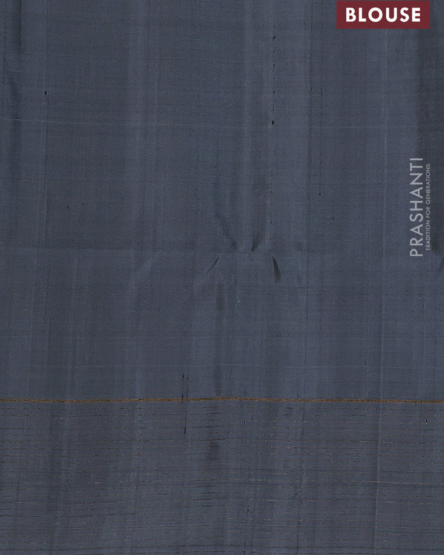 Pure soft silk saree violet and grey with zari woven buttas and zari woven checked border