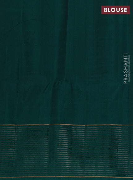 Pure soft silk saree navy blue and green with zari woven buttas and zari woven checked border