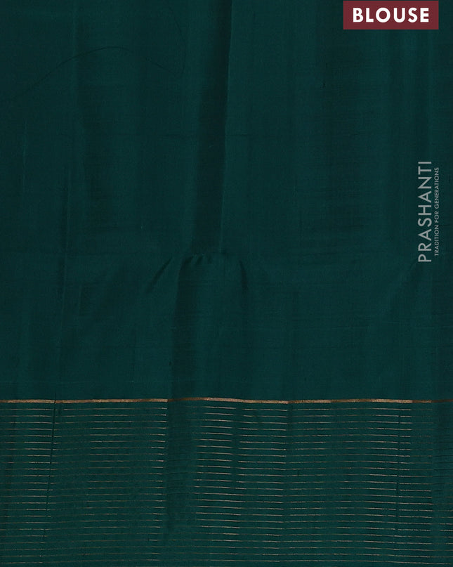 Pure soft silk saree navy blue and green with zari woven buttas and zari woven checked border