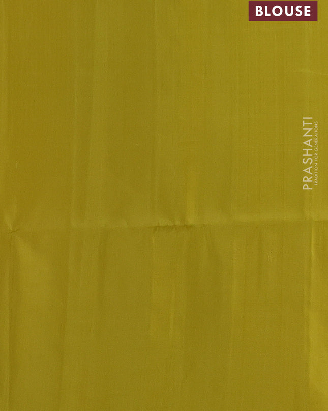 Pure soft silk saree mild peach and lime yellow with allover zari weaves in borderless style