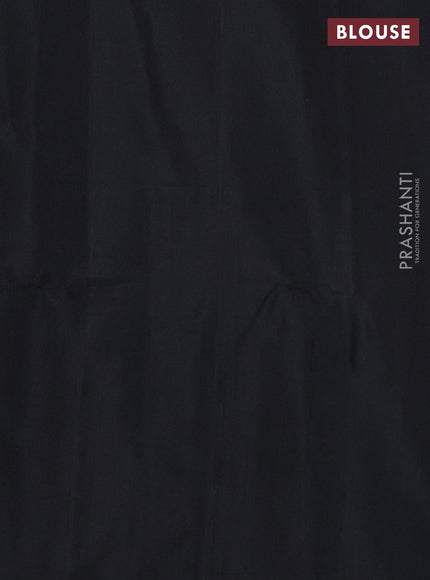 Pure soft silk saree peacock green and black with allover zari weaves in borderless style