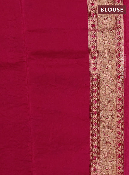 Crepe silk ssaree mustard yellow and pink with allover mina weaves & pita work and zari woven border