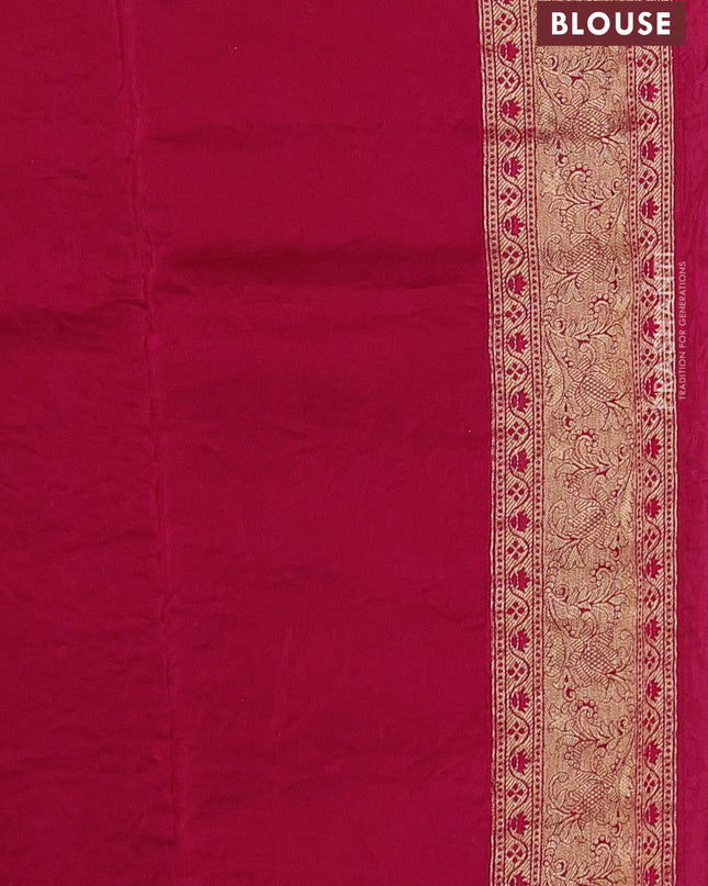 Crepe silk ssaree mustard yellow and pink with allover mina weaves & pita work and zari woven border