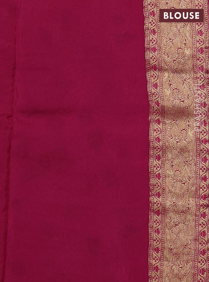 Crepe silk ssaree cream and pink with allover mina weaves & pita work and zari woven border