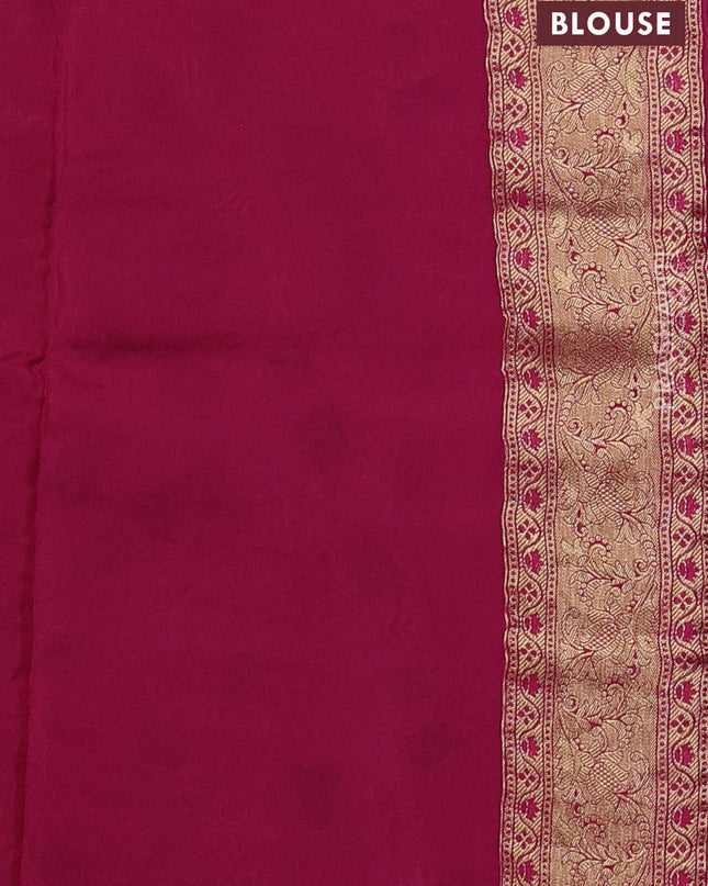 Crepe silk ssaree cream and pink with allover mina weaves & pita work and zari woven border