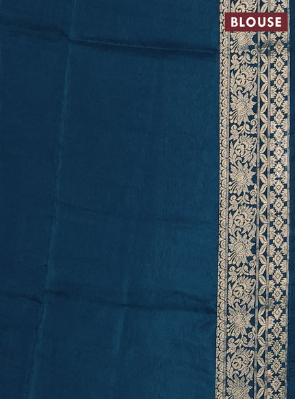 Crepe silk ssaree peacock blue with allover mina weaves & pita work and zari woven border