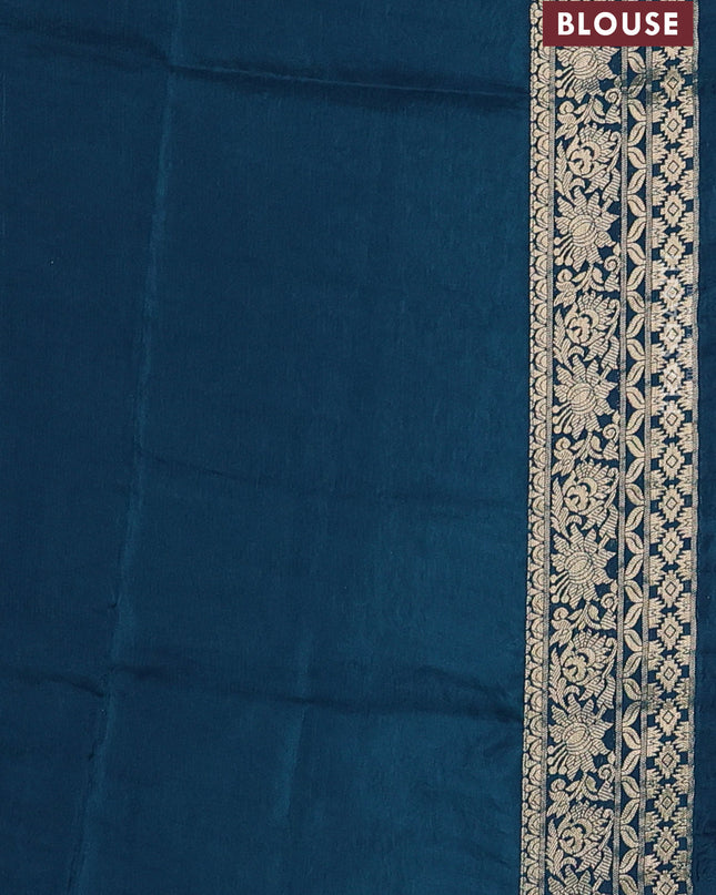 Crepe silk ssaree peacock blue with allover mina weaves & pita work and zari woven border