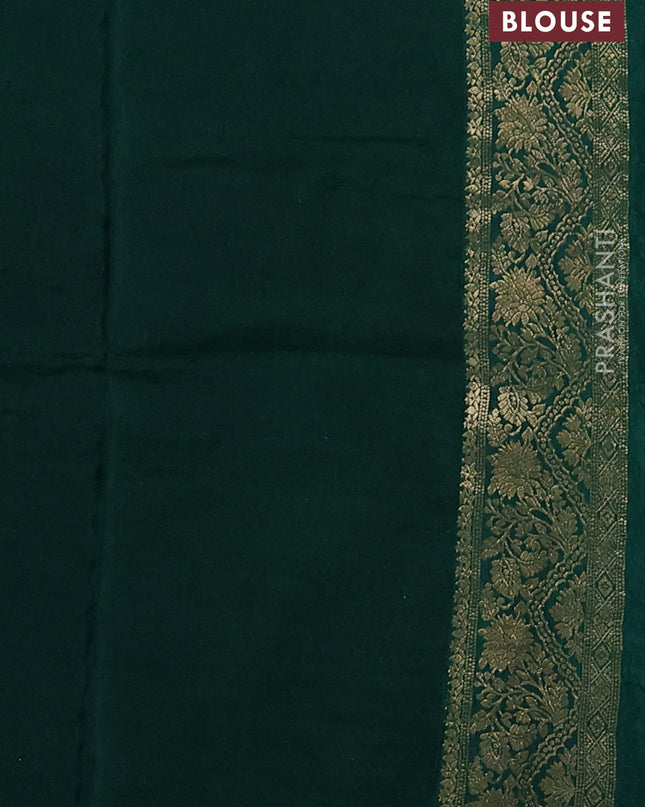 Crepe silk ssaree green with allover mina weaves & pita work and zari woven border