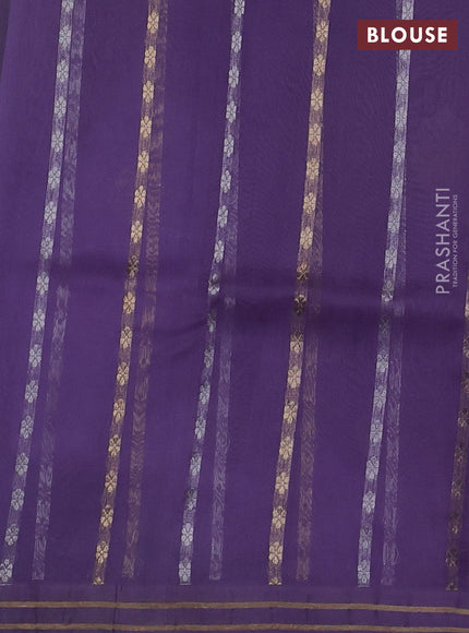 Pure banarasi Organza silk saree lavender with zari woven floral buttas and zari woven piping border