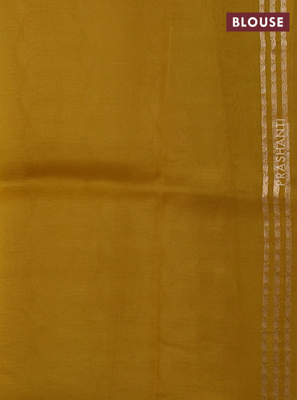 Pure banarasi Organza silk saree yellow with zari woven floral buttas in borderless style