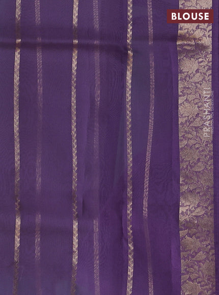 Pure banarasi Organza silk saree lavender with zari woven buttas and zari woven piping border