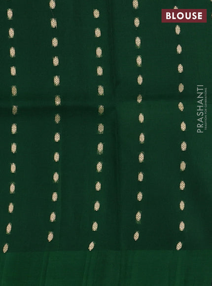 Pure banarasi Organza silk saree green with zari woven buttas in borderless style