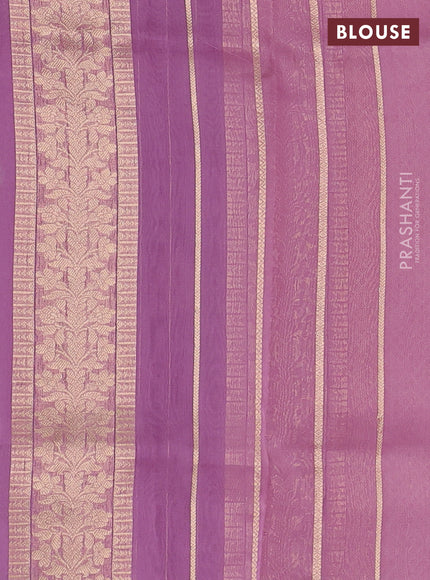 Pure banarasi Organza silk saree light pink with silver & gold zari woven buttas in borderless style