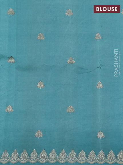 Pure banarasi Organza silk saree light blue with zari woven buttas and zari woven border