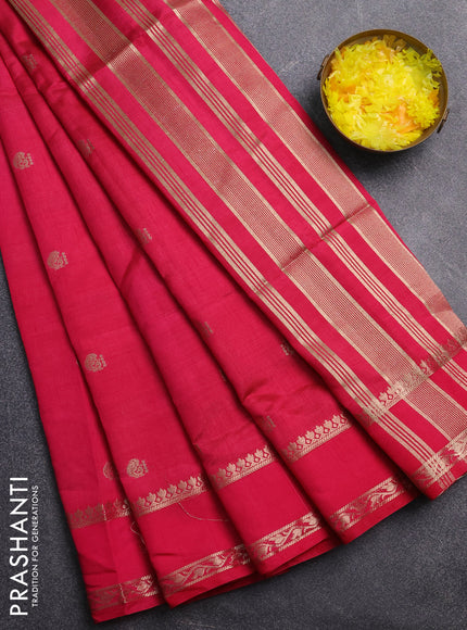 Semi raw silk saree pink with zari woven buttas and zari woven border