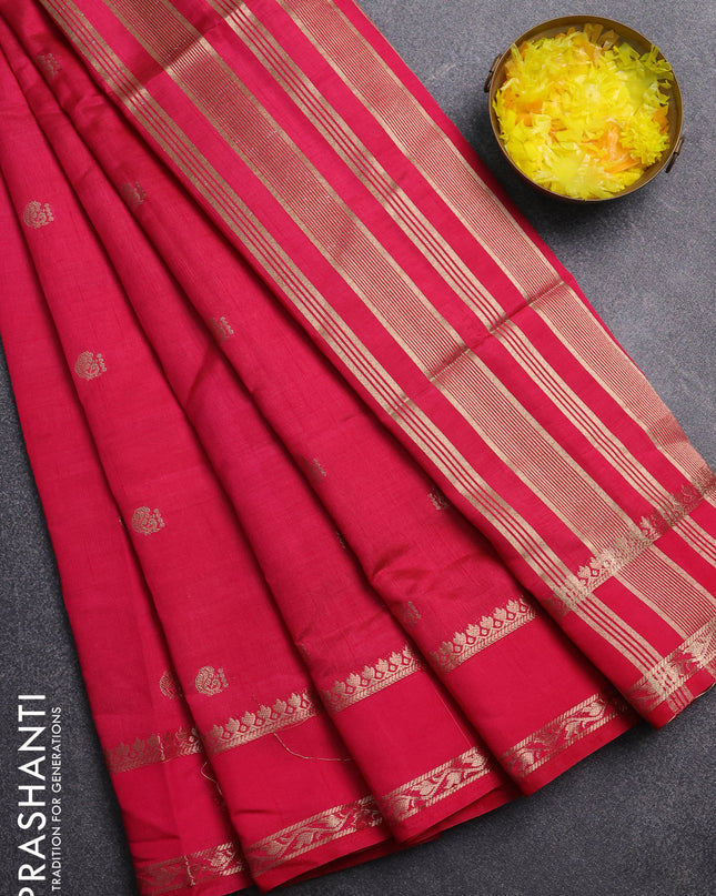 Semi raw silk saree pink with zari woven buttas and zari woven border