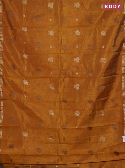 Semi raw silk saree mustard yellow with zari woven buttas and zari woven border