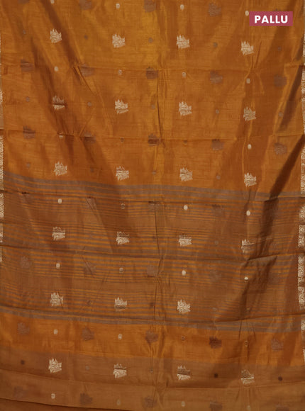 Semi raw silk saree mustard yellow with zari woven buttas and zari woven border