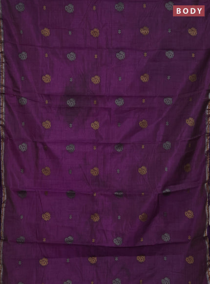 Semi raw silk saree violet with thread woven buttas and thread woven border